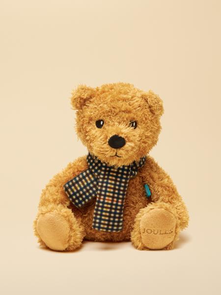 Joules Traditional Bear Dog Toy with Henson Check Scarf – Luxury Plush