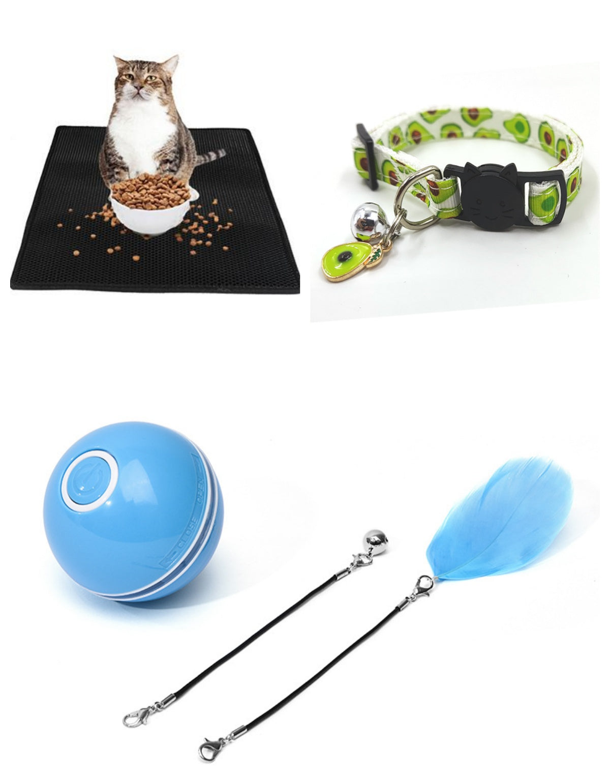 360° LED Rolling Cat Toy Ball – USB Rechargeable Interactive Ball with Catnip & Feathers