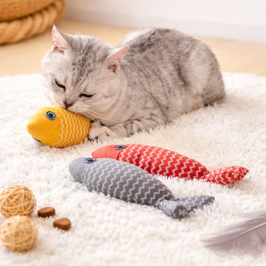 Fish Catnip Kicker Toy for Cats – Interactive Chew & Kick Pillow