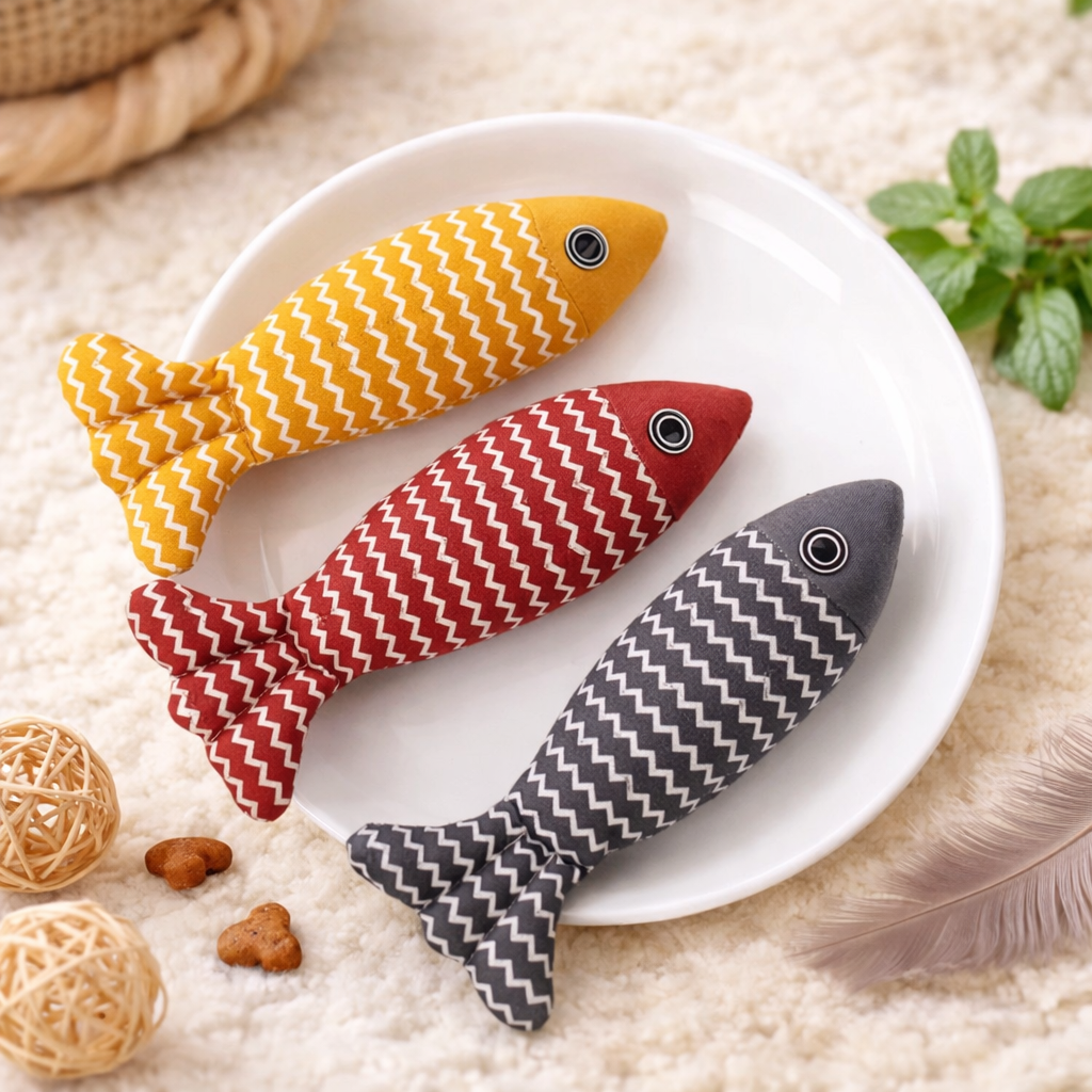 Fish Catnip Kicker Toy for Cats – Interactive Chew & Kick Pillow