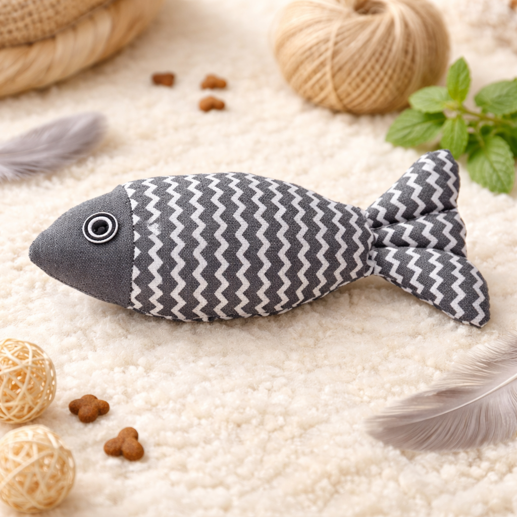 Fish Catnip Kicker Toy for Cats – Interactive Chew & Kick Pillow