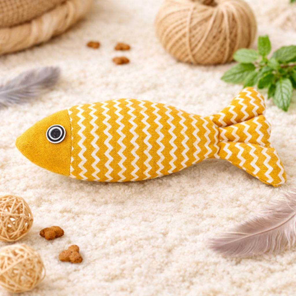 Fish Catnip Kicker Toy for Cats – Interactive Chew & Kick Pillow