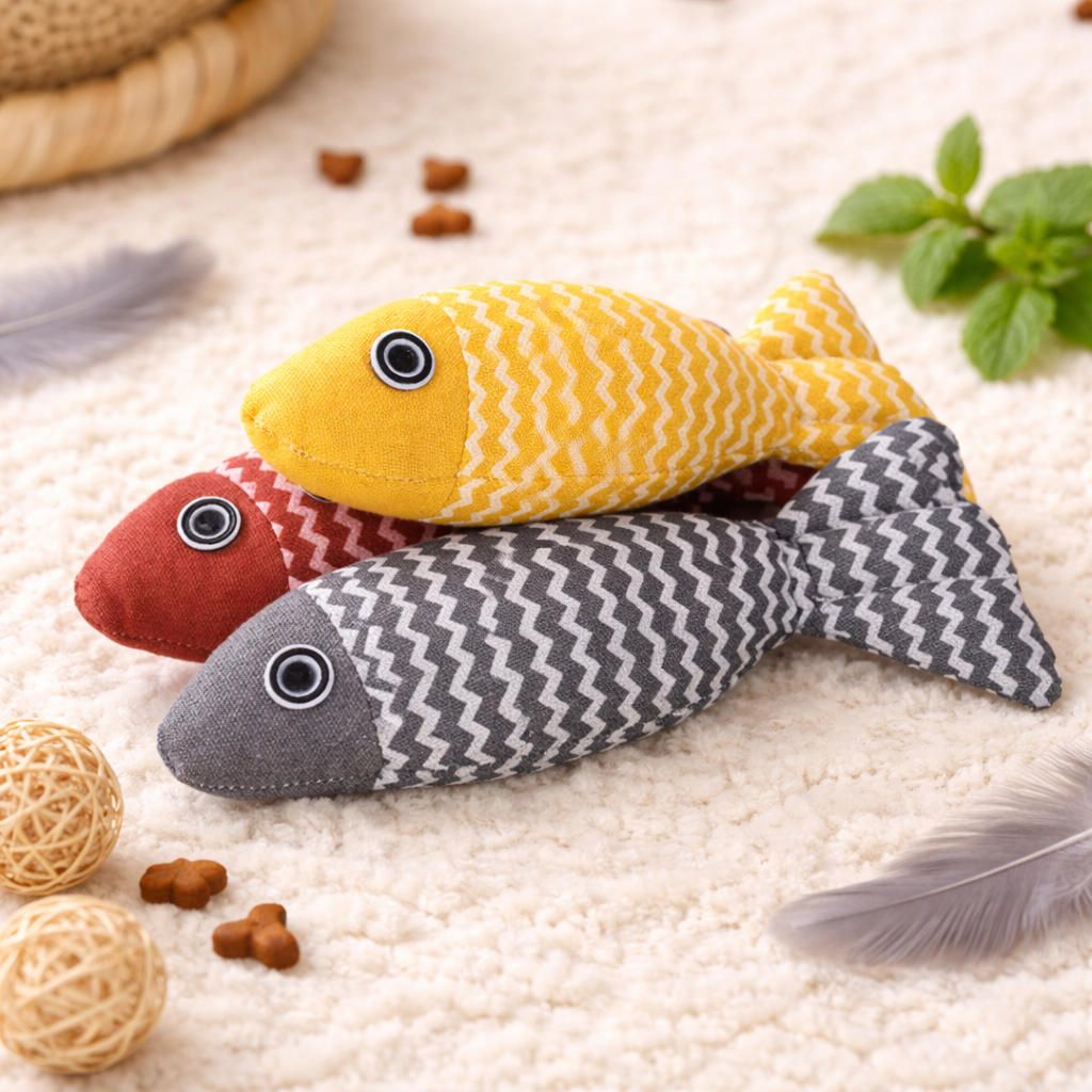 Fish Catnip Kicker Toy for Cats – Interactive Chew & Kick Pillow