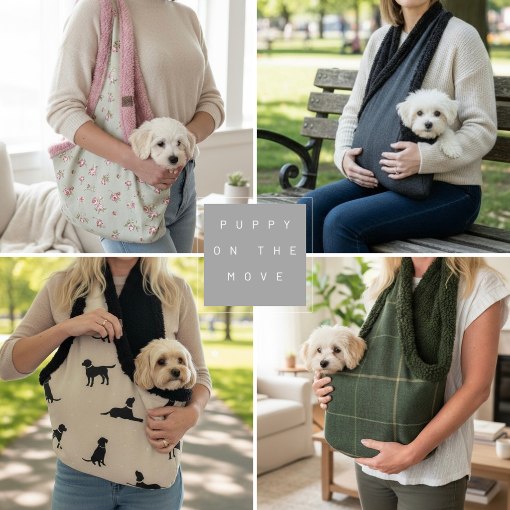 Luxury Puppy & Small Dog Carrier Sling — Dog Print Cotton | The Walter Collection