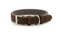 Luxury Herringbone & Leather Dog Collar – Lincoln (Brown Nubuck)