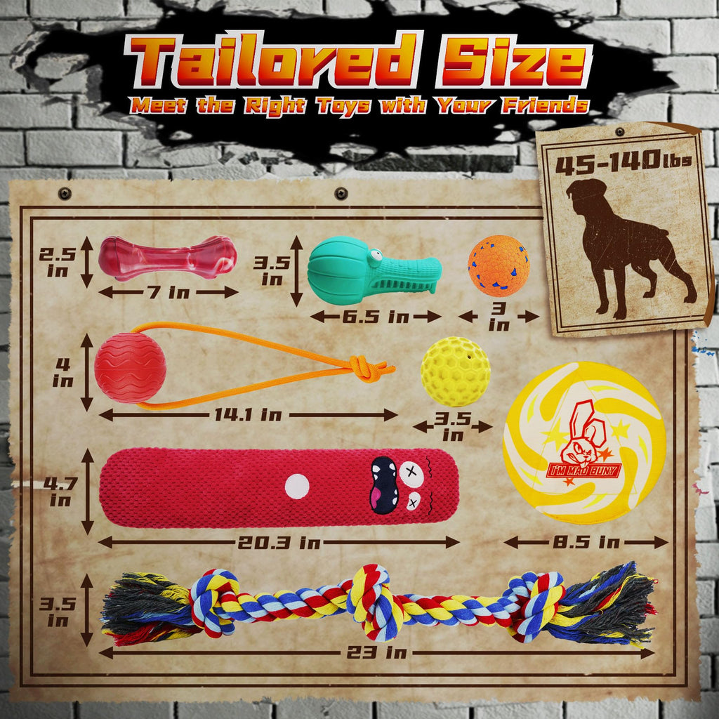Heavy Duty Dog Toys 9 Pack – Indestructible Toys for Large & Medium Dogs