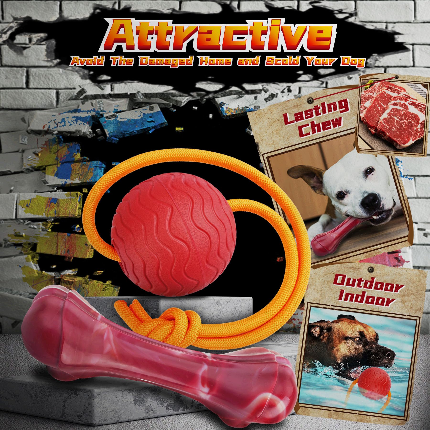 Heavy Duty Dog Toys 9 Pack – Indestructible Toys for Large & Medium Dogs