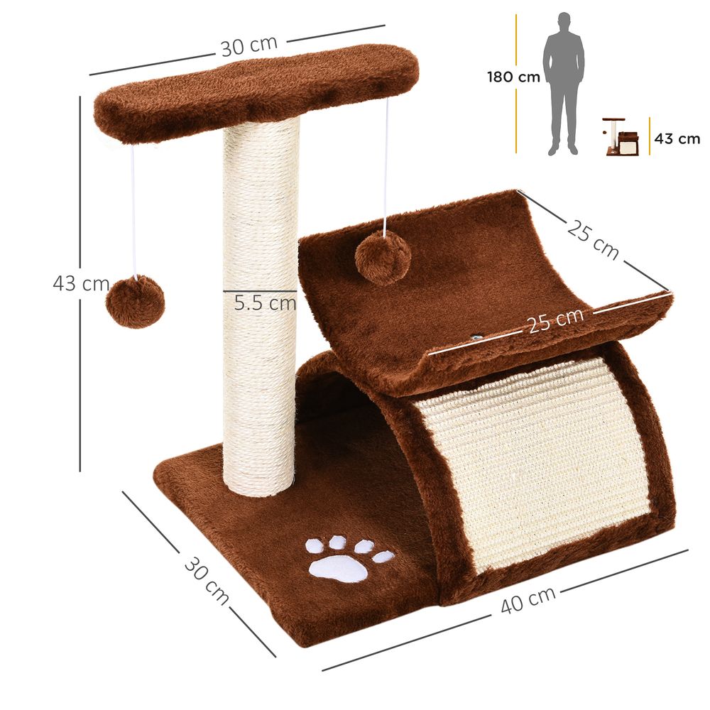 PawHut Cat Tree & Scratching Post – Kitten Activity Centre with Tunnel & Dangling Balls
