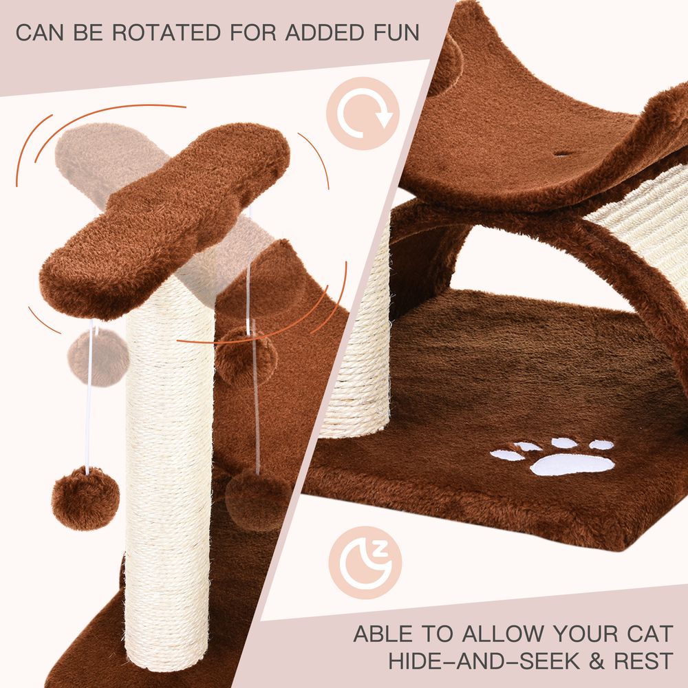 PawHut Cat Tree & Scratching Post – Kitten Activity Centre with Tunnel & Dangling Balls