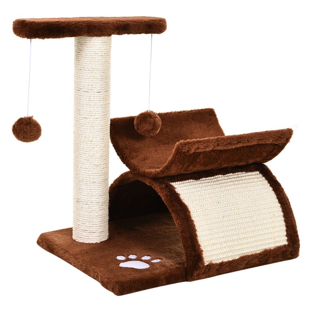 PawHut Cat Tree & Scratching Post – Kitten Activity Centre with Tunnel & Dangling Balls