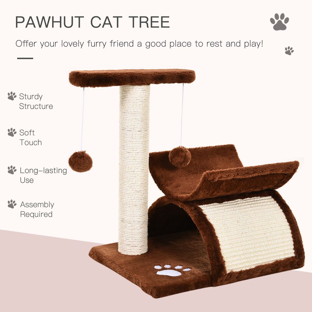 PawHut Cat Tree & Scratching Post – Kitten Activity Centre with Tunnel & Dangling Balls