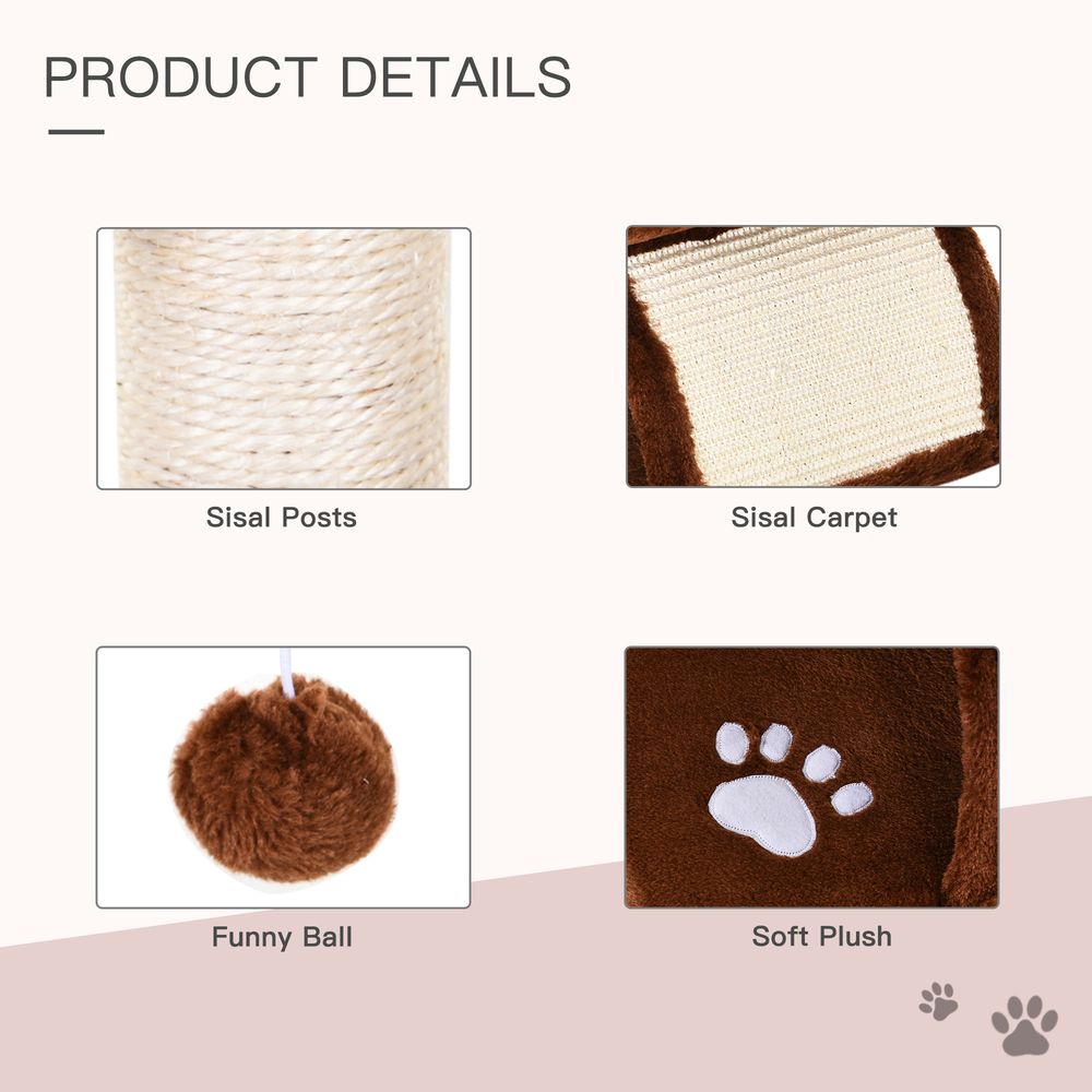 PawHut Cat Tree & Scratching Post – Kitten Activity Centre with Tunnel & Dangling Balls
