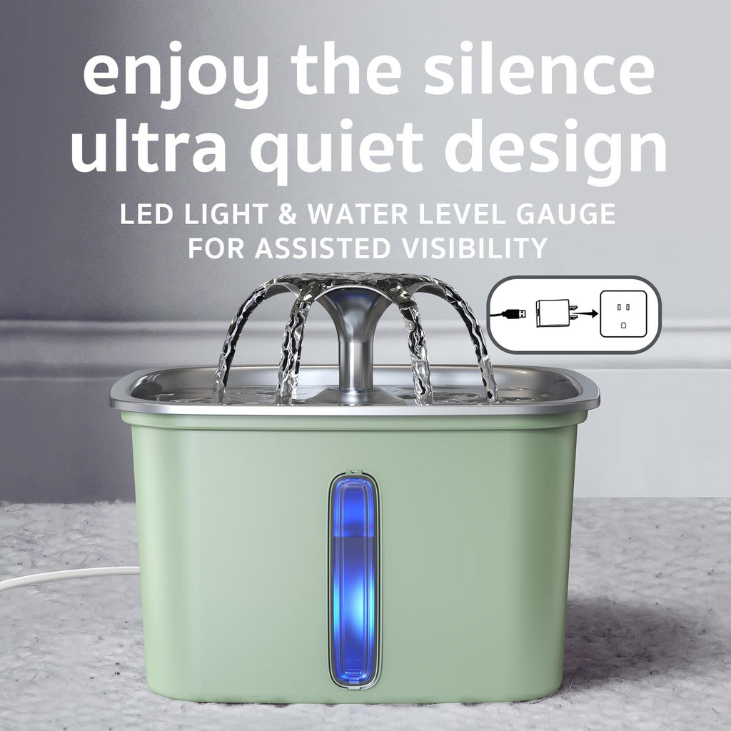 Veken Stainless Steel Cat Water Fountain 95oz/2.8L — Award-Winning, BPA-Free, 5-Stage Filtration